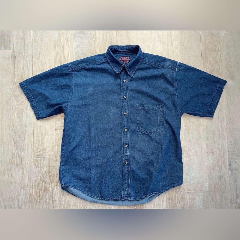 Denim shirt sleeve button down